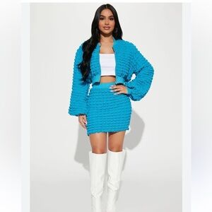 Fashion Nova Don't Pop My Bubble Mini Skirt Set - Aqua Size XS NEW